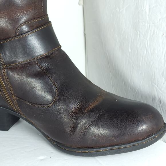 Born Women's Gita US8M Distress Brown Leather Wide Calf Shearling Riding Boots - Picture 16 of 16